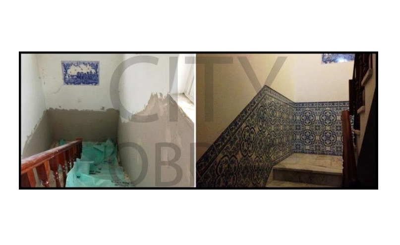 Restauração de escadas em moradia